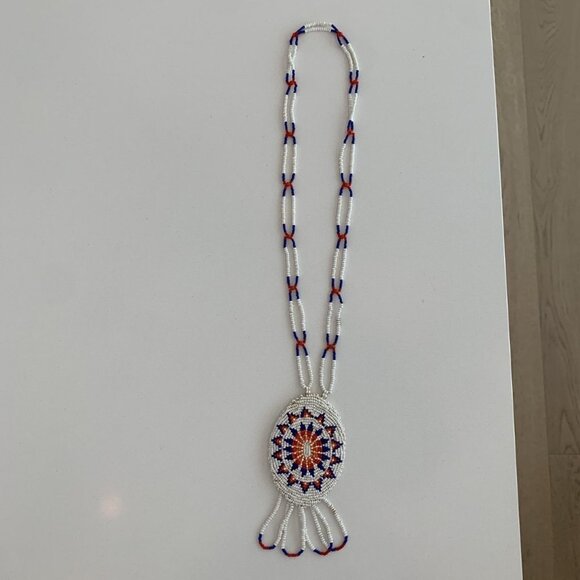 Vintage Native American seed bead pendant necklace - Picture 1 of 8